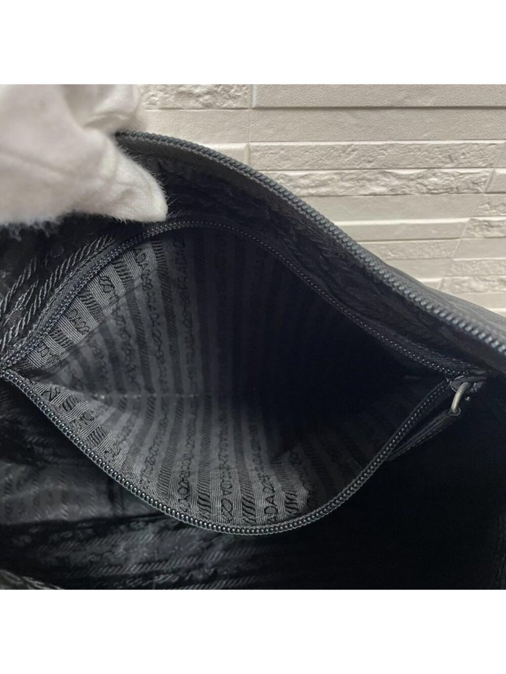 Prada Nylon Triangle Plate Logo Shoulder Bag Black - Picture 8 of 10
